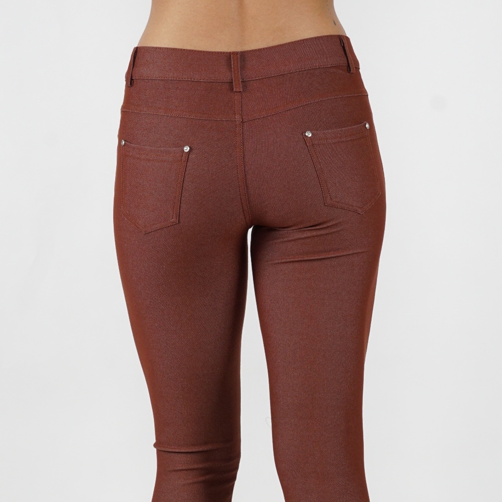 Jean Look Jeggings Tights Slim Fit Pull Up Pants - Picture 3 of 4